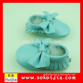 The most popular in America 100% cotton high quality real fashion leather hot sale crochet baby shoes